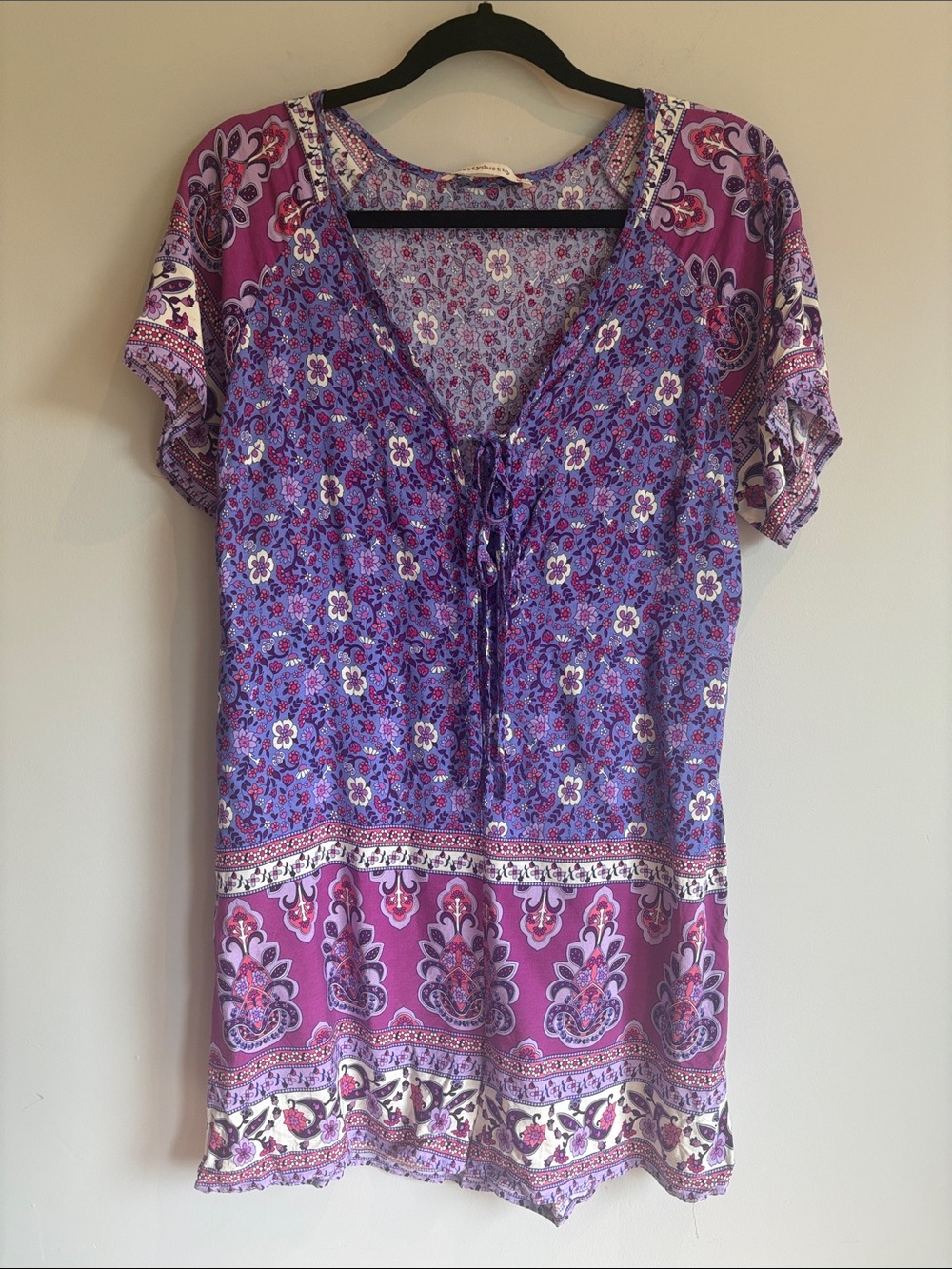 Rusttydustty Purple Floral Boho Romper M